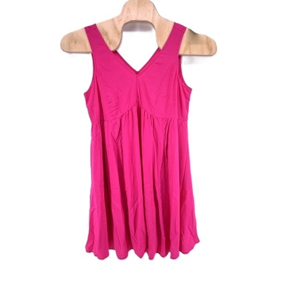 Torrid Pink Peacock V-Neck Challis Sleeveless Mini Dress Pockets Size 00 M/L 10